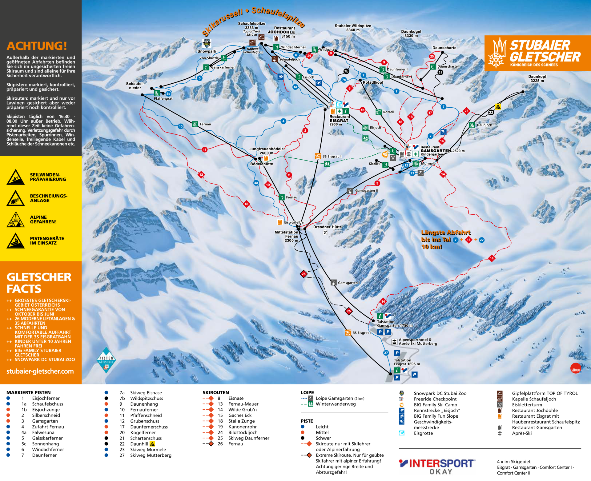 Mapa lodowca Stubai